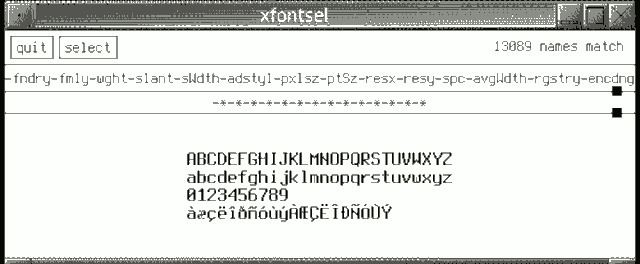 Графическая программа xfontsel