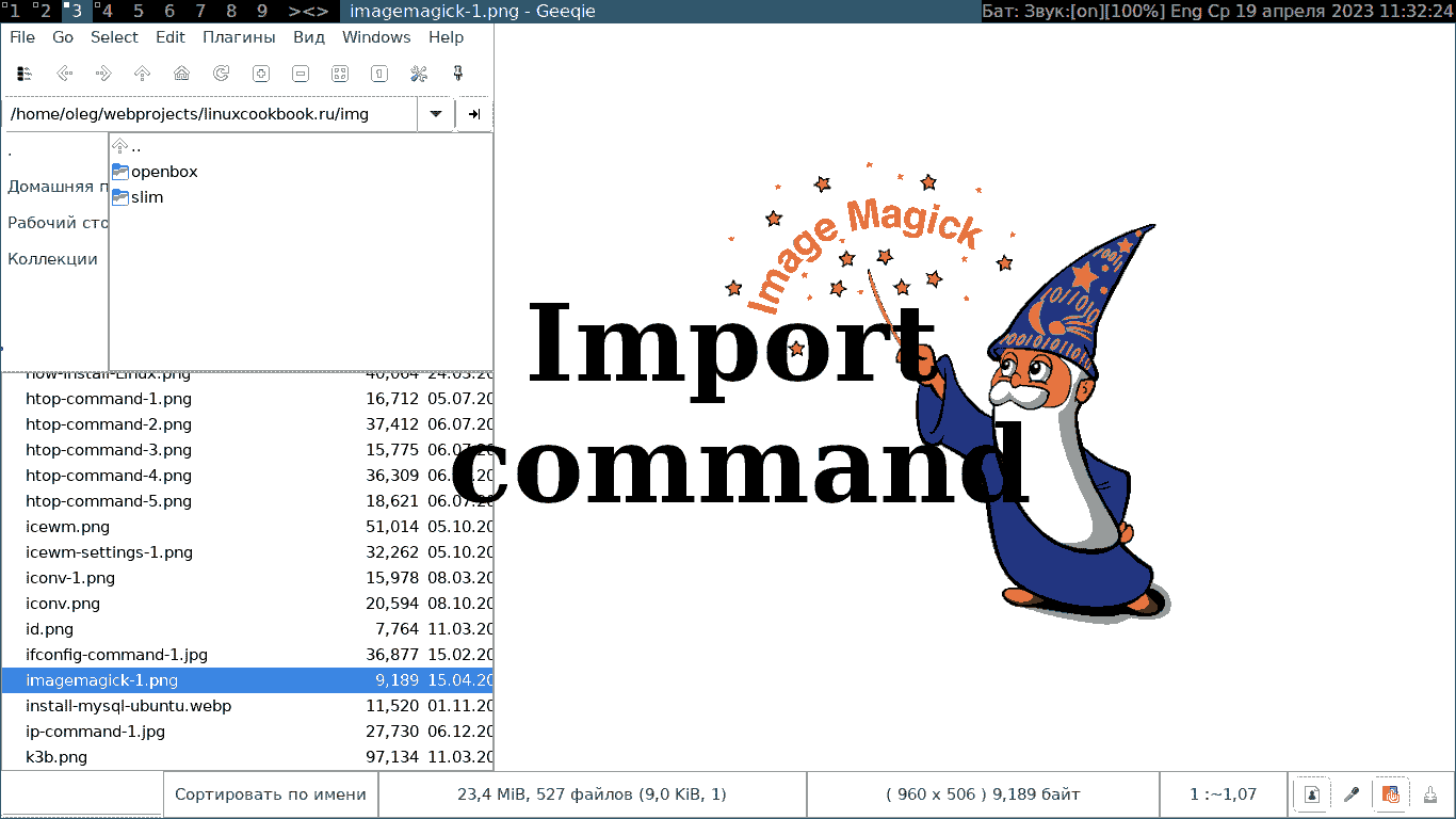 Примеры использования команды import в Linux | Рецепты Linux