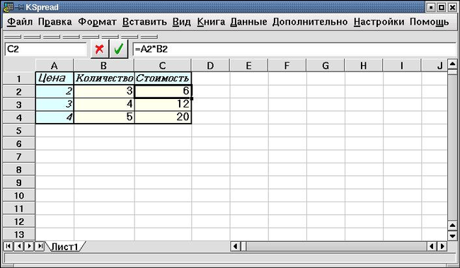 Электронные таблицы проект