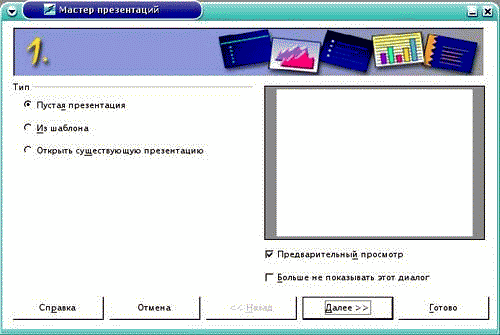 Диалогове окно Мастера презентаций